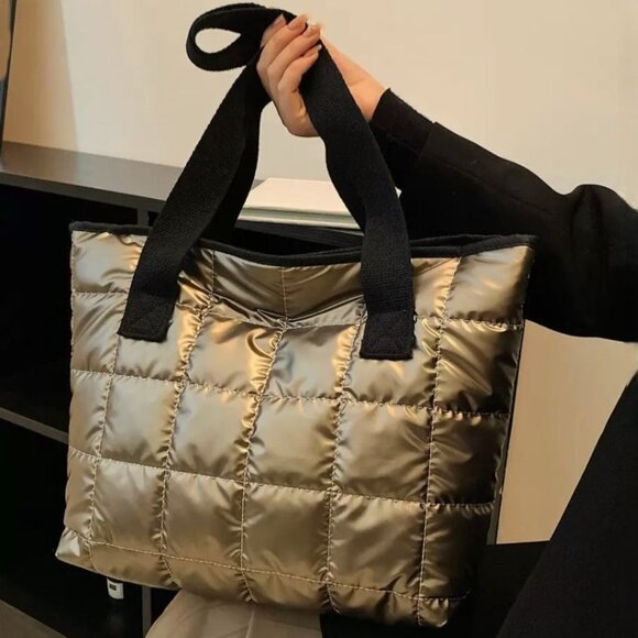 New PUFFER TOTE BAG Carryall Bronze 👜 - Picture 4 of 5